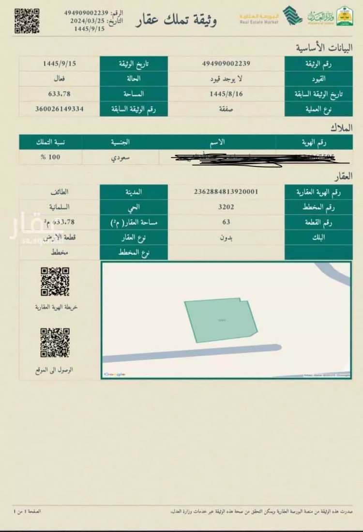 أرض للبيع في شارع الحارث ابن سويد ، حي القهيب ، الطائف ، الطائف صورة 2