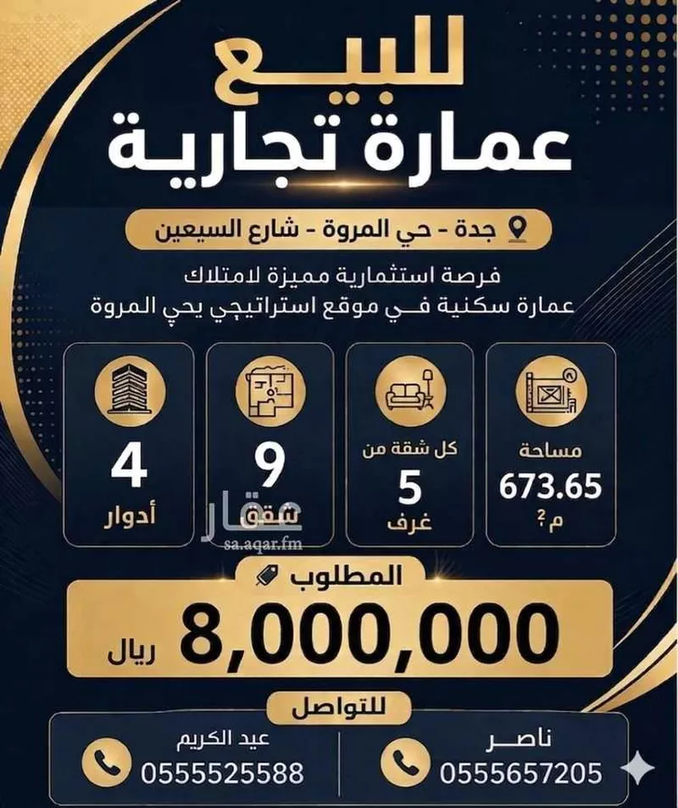 عمارة للبيع في شارع الامير ماجد فرعي, حي المروة, مدينة جدة, منطقة مكة المكرمة