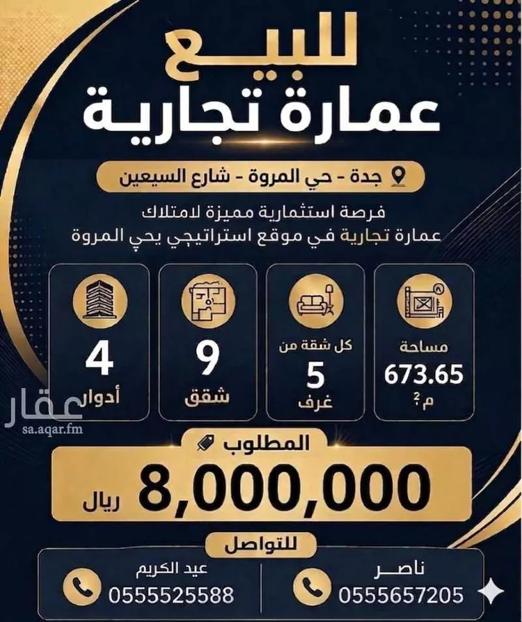 عمارة للبيع في شارع الامير ماجد فرعي, حي المروة, مدينة جدة, منطقة مكة المكرمة