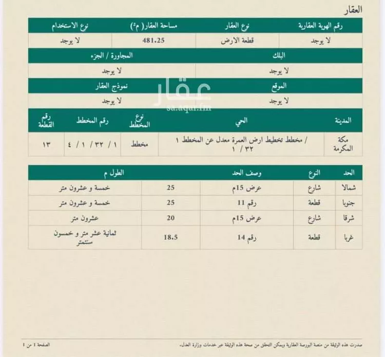أرض للبيع في حي التنعيم ، مكة ، منطقة مكة المكرمة