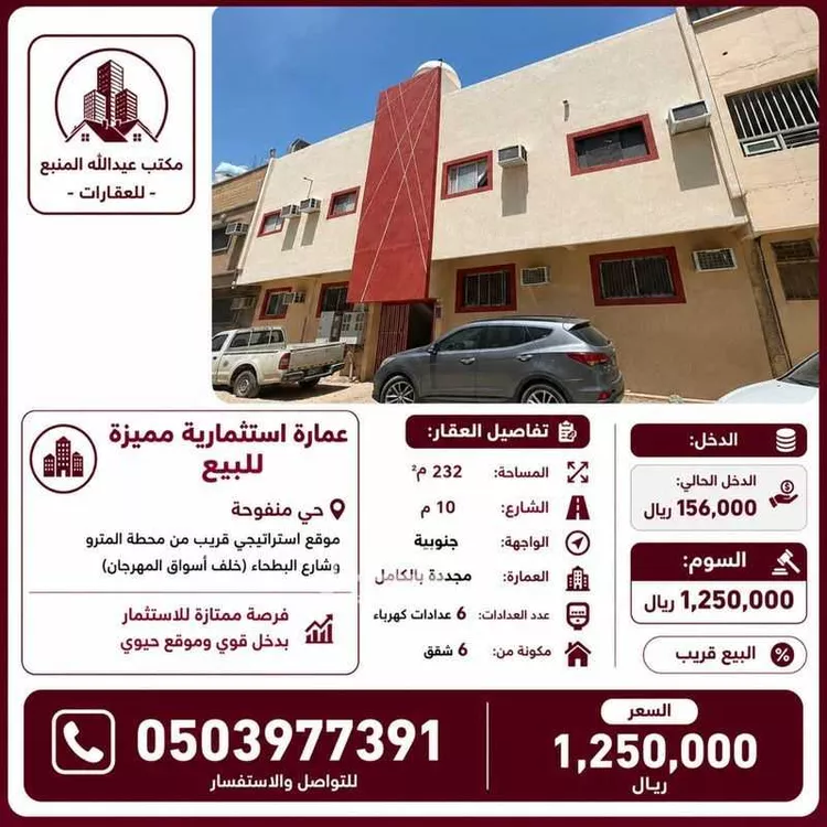 عمارة للبيع في شارع اسحاق بن منصور, حي منفوحة, مدينة الرياض, منطقة الرياض