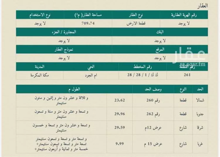أرض للبيع في شارع الحارث بن مسلم التميمي رضي الله عنه ، حي أم الجود ، مكة ، منطقة مكة المكرمة صورة 2