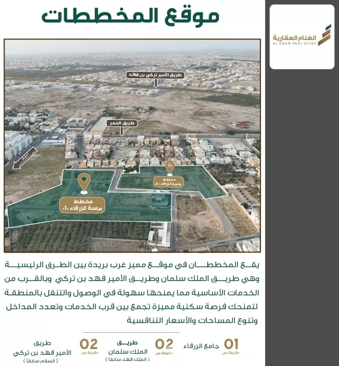 أرض للبيع في حي الزرقاء, مدينة بريدة, منطقة القصيم