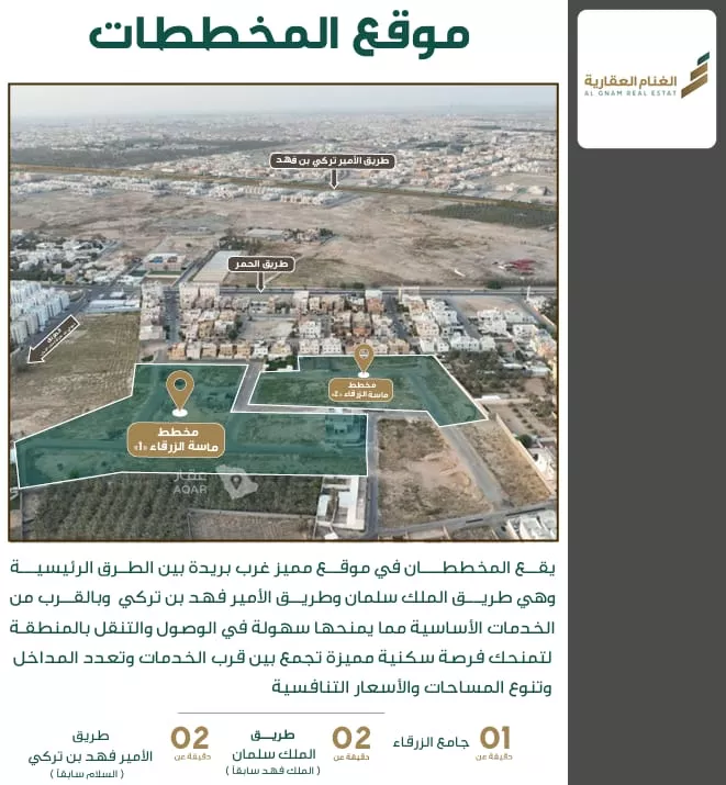 أرض للبيع في حي الزرقاء, مدينة بريدة, منطقة القصيم