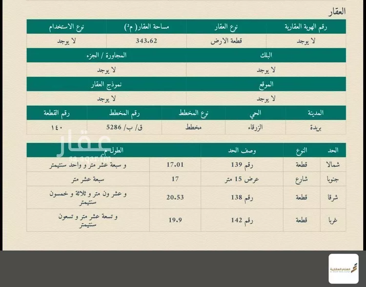 Land for Sale in Buraydah Az Zarqa