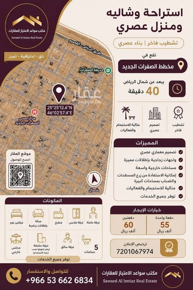 استراحة للإيجار في حي مخطط الصفرات الجديد, مدينة مخطط الصفرات الجديد, منطقة الرياض