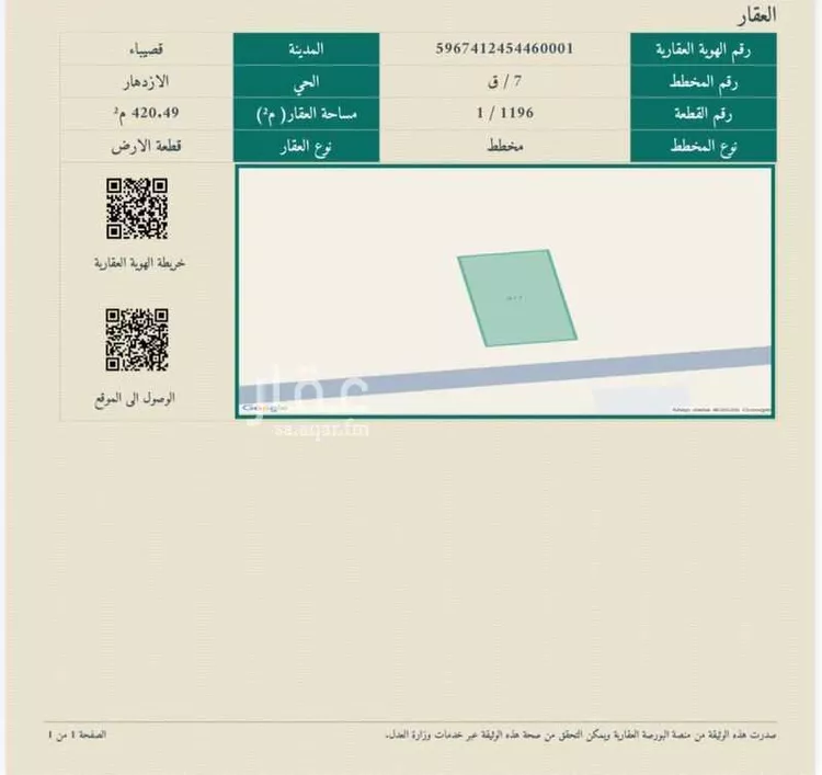 أرض للبيع في شارع عقلة الصقور, حي حي الازدهار, مدينة قصيباء الجديده, منطقة القصيم صورة 2