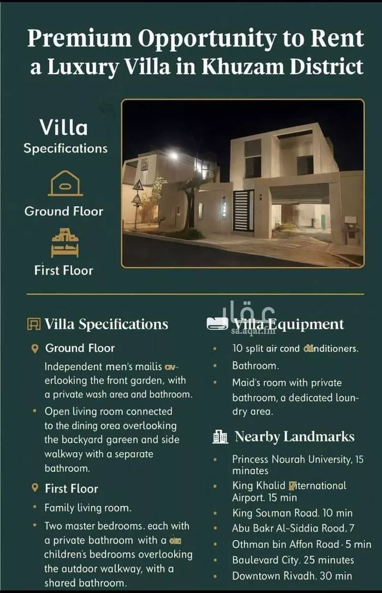 Villa for Rent in Riyadh King Khalid International Airport