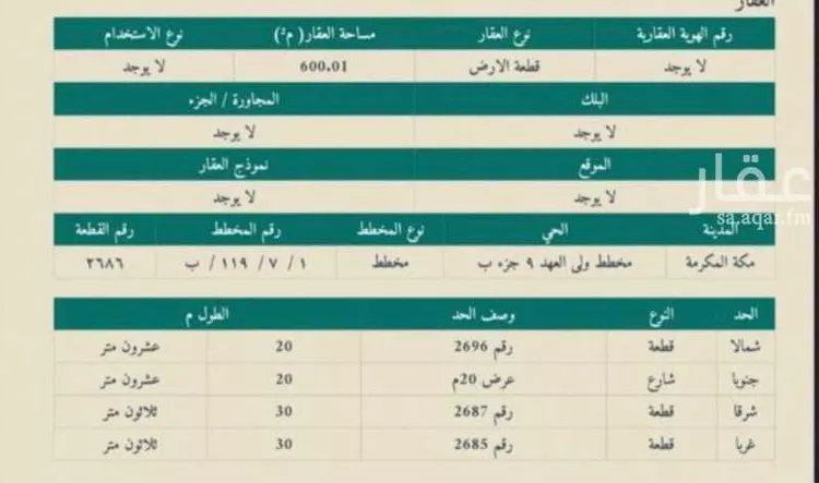 أرض للبيع في شارع الحمط ، حي ولي العهد ، مكة ، منطقة مكة المكرمة