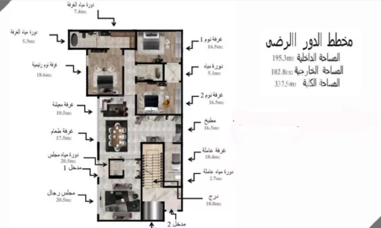 دور للبيع في شارع زيد بن معاوية, حي ملهم, مدينة ملهم, منطقة الرياض صورة 2