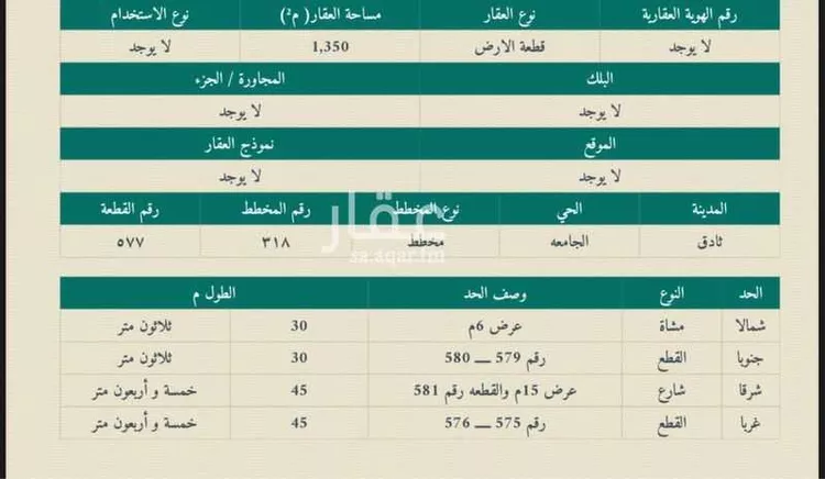 أرض للبيع في شارع شارع رافع الخزاعي, حي الجامعة, مدينة ثادق, منطقة الرياض
