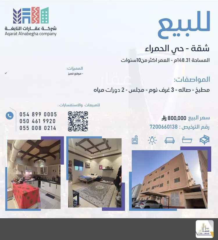 شقة للبيع في شارع البحار, حي الحمراء, مدينة الرياض, منطقة الرياض