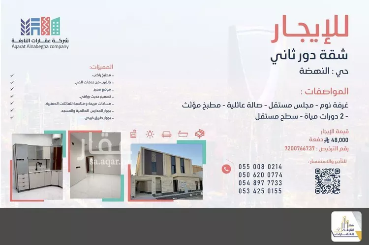 شقة للإيجار في شارع التنظيم, حي النهضة, مدينة الرياض, منطقة الرياض