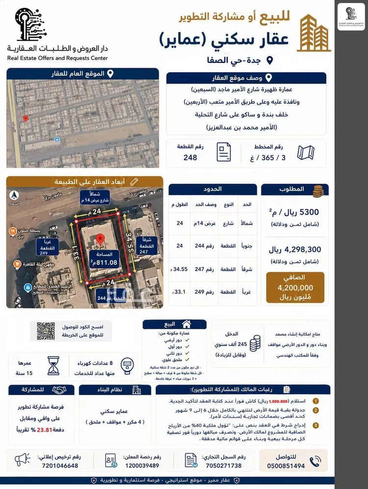 عمارة للبيع في شارع مامون برى, حي الصفاء, مدينة جدة, منطقة مكة المكرمة