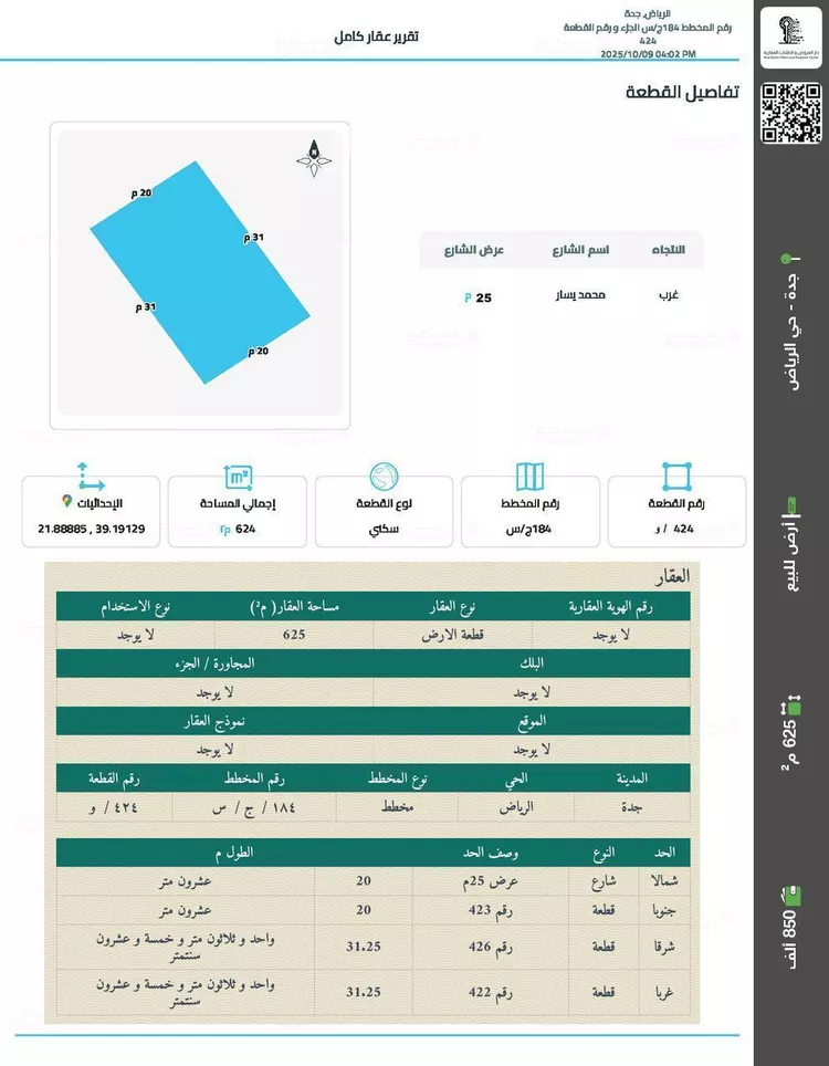 أرض للبيع في شارع محمد يسار, حي الرياض, مدينة جدة, منطقة مكة المكرمة