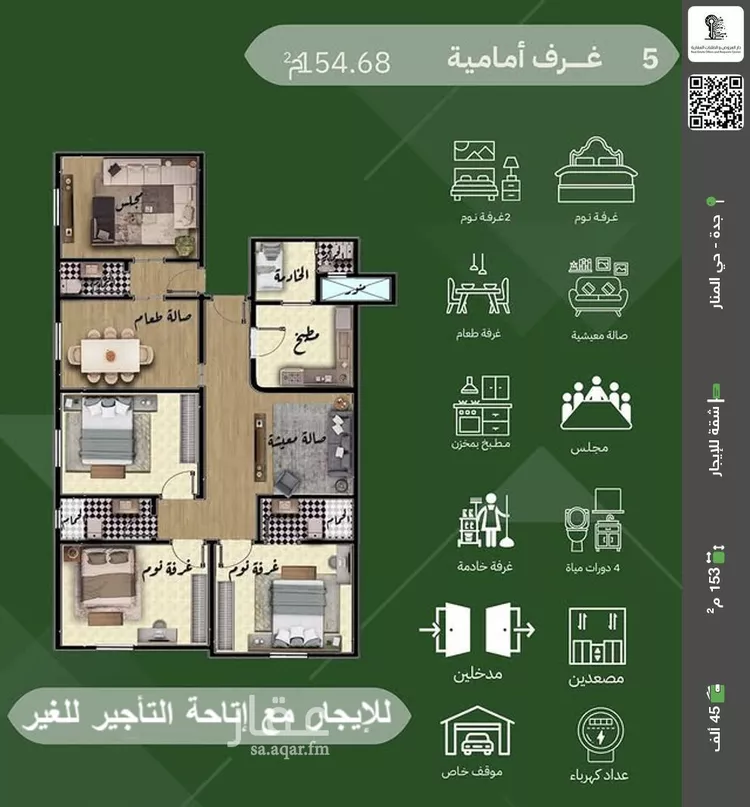 شقة للإيجار في شارع المنار 4, حي المنار, مدينة جدة, منطقة مكة المكرمة
