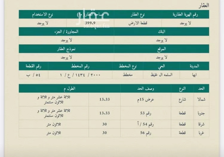 أرض للبيع في شارع شارع زهرة الصحراء, حي الياقوت, مدينة ابها, منطقة عسير