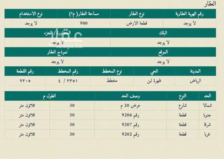 Land for Sale in Riyadh Dhahrat Laban صورة 2