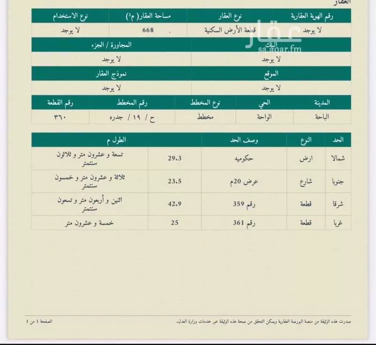 أرض للبيع في شارع (حي ج5) 100 ، حي ج5 ، الباحة ، منطقة الباحة