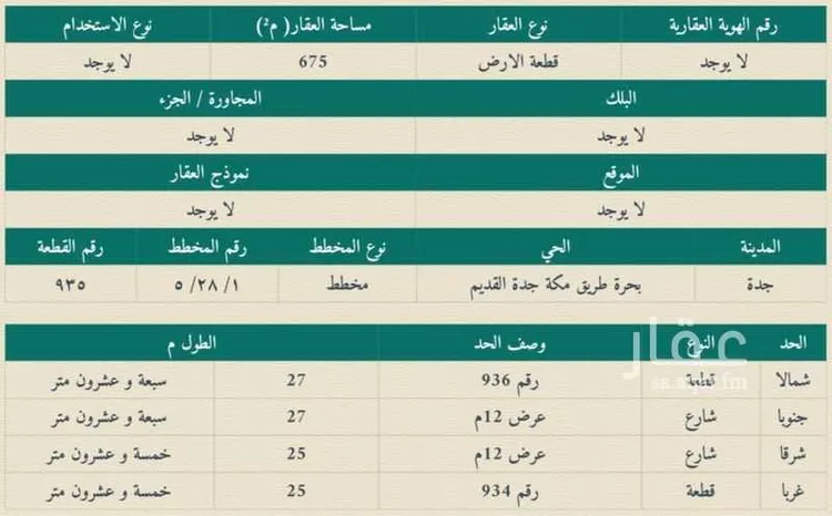 Land for Sale in Jeddah Bahrah