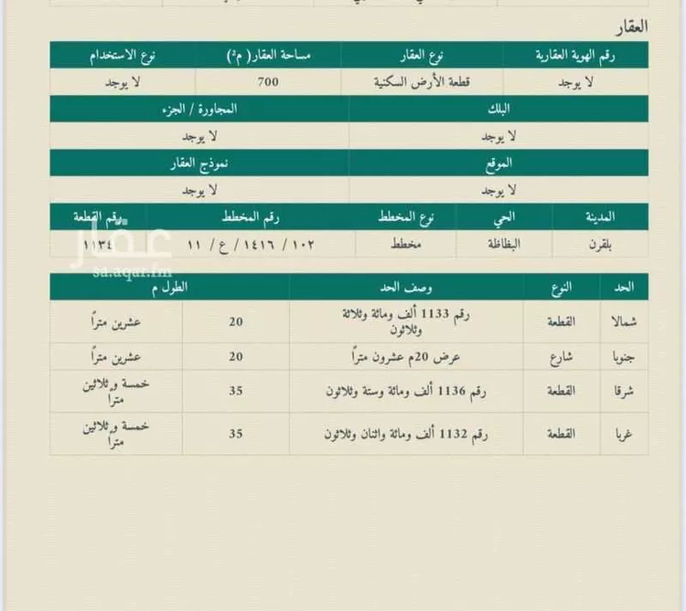 أرض للبيع في شارع 4 الامل ، حي الاندلس ، سبت العلاية ، بلقرن صورة 3