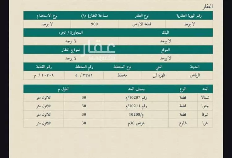 أرض للبيع في شارع ميراد, حي ظهرة لبن, مدينة الرياض, منطقة الرياض صورة 2