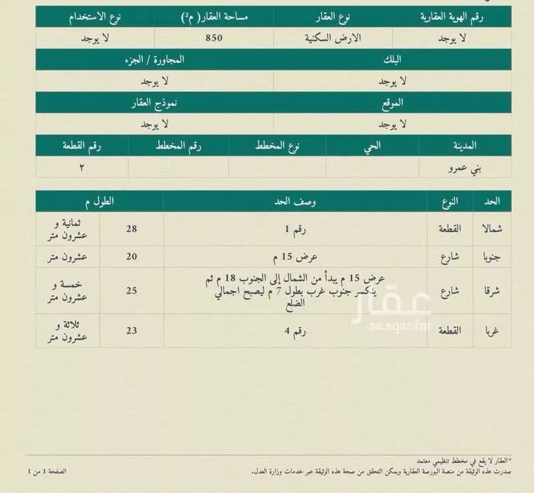 أرض للبيع في بني عمرو ، النماص