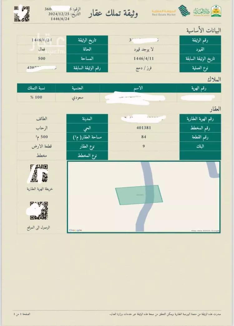أرض للبيع في شارع رحاب, حي الرحاب, مدينة امارة منطقة مكة المكرمة - الطائف, منطقة مكة المكرمة صورة 3