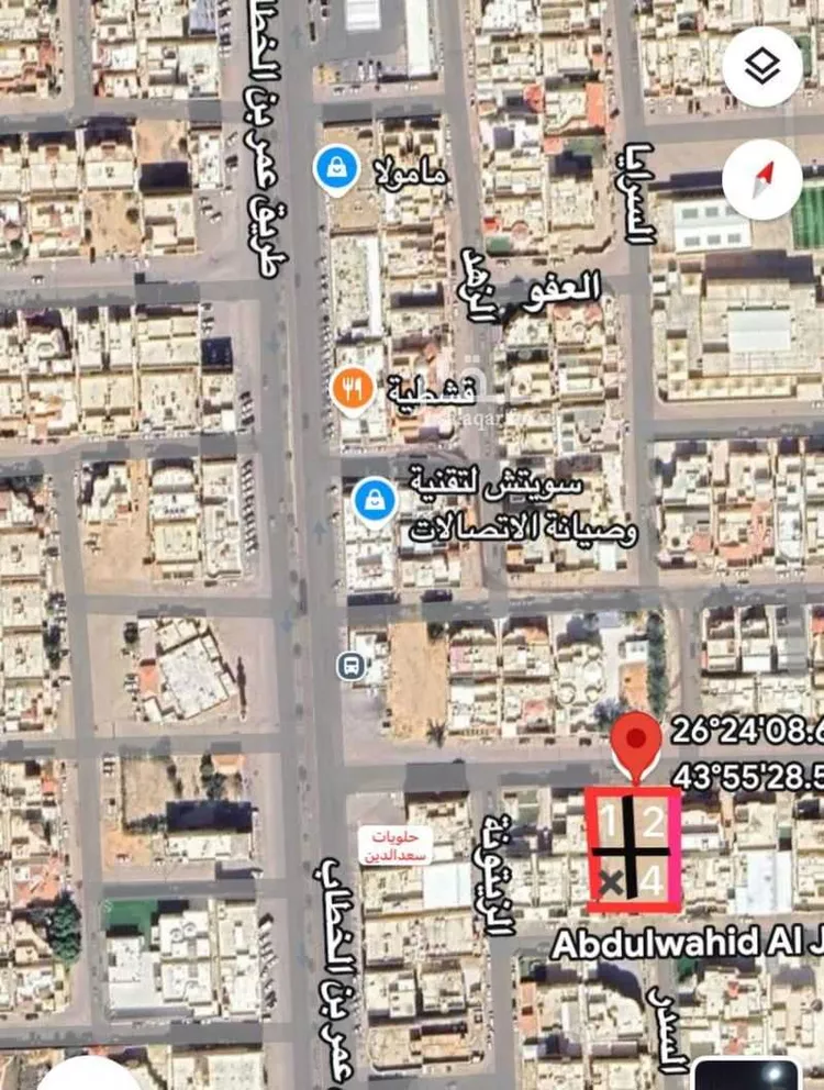 أرض للبيع في شارع حمود المشيقح, حي النهضة, مدينة بريدة, منطقة القصيم