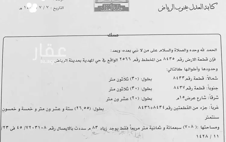 أرض للبيع في شارع علي بن نصر الحلي, حي المهدية, مدينة الرياض, منطقة الرياض 1 صورة