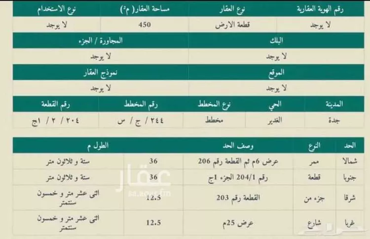 أرض للبيع في حي الغدير, مدينة جدة, منطقة مكة المكرمة