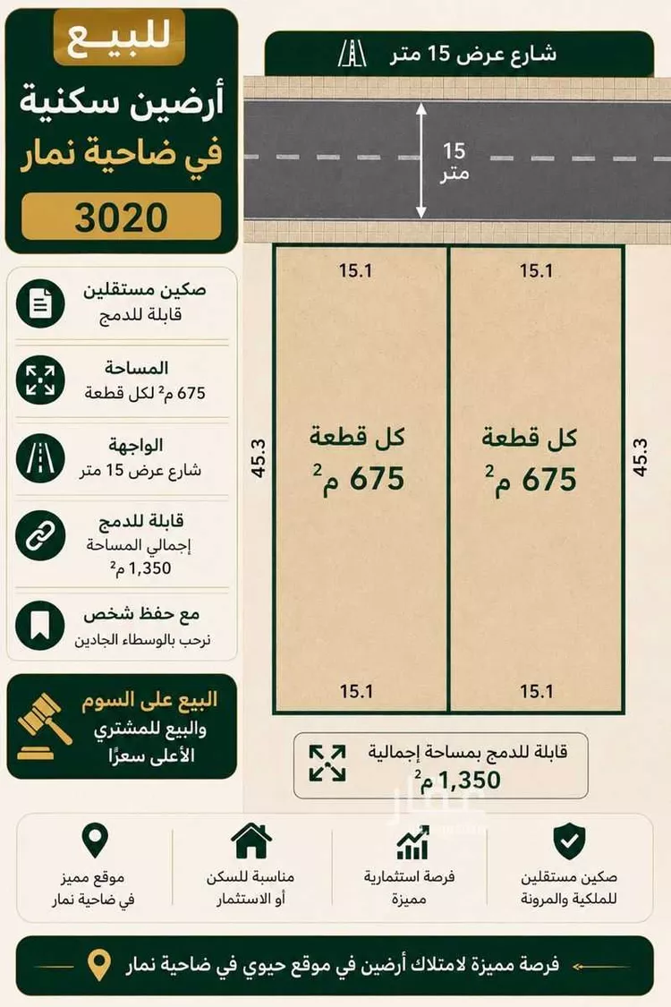 أرض للبيع في حي ضاحية نمار, مدينة الرياض, منطقة الرياض صورة 2