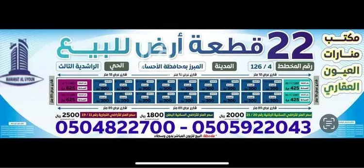 أرض للبيع في شارع اعنق, حي الراشدية الثالث, مدينة الاحساء, المنطقة الشرقية
