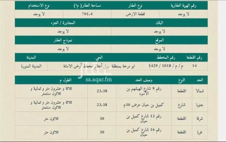 أرض للبيع في شارع كميل بن حبان ، المدينة المنورة ، منطقة المدينة المنورة صورة 2