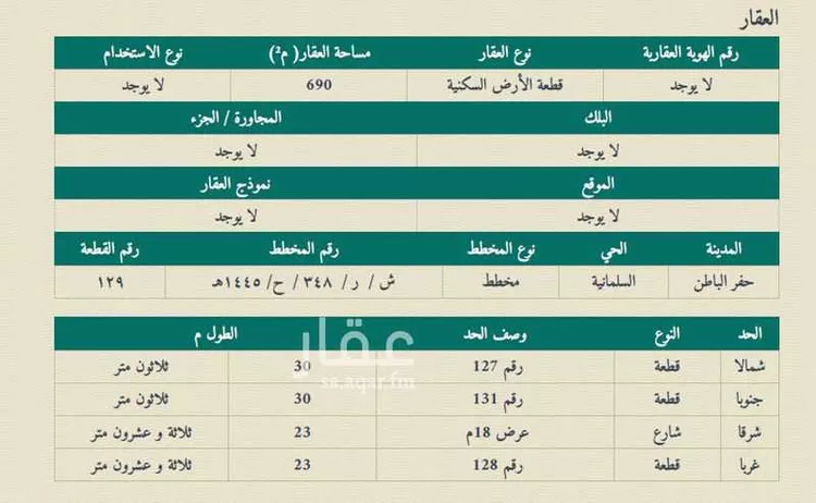 أرض للبيع في مدينة حفر الباطن, المنطقة الشرقية
