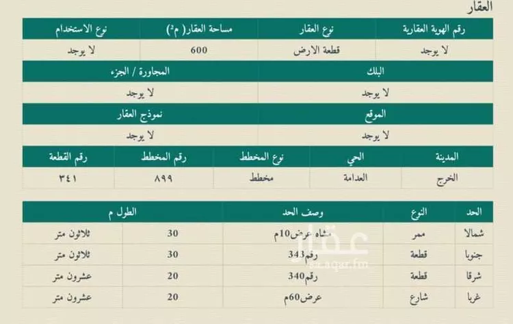 أرض للبيع في حي العيون, مدينة الخرج, منطقة الرياض