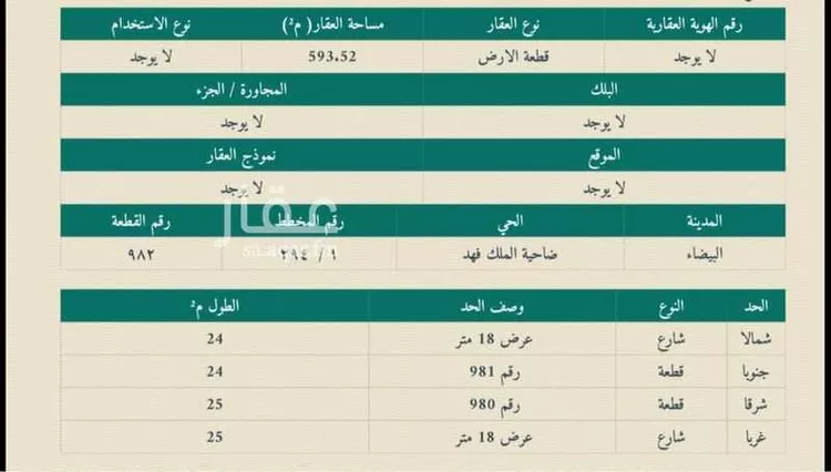 أرض للبيع في شارع الخالدية, حي ضاحية الملك فهد, مدينة الدمام, المنطقة الشرقية