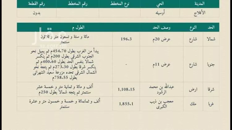 مزرعة للبيع في وسيلة ، الافلاج