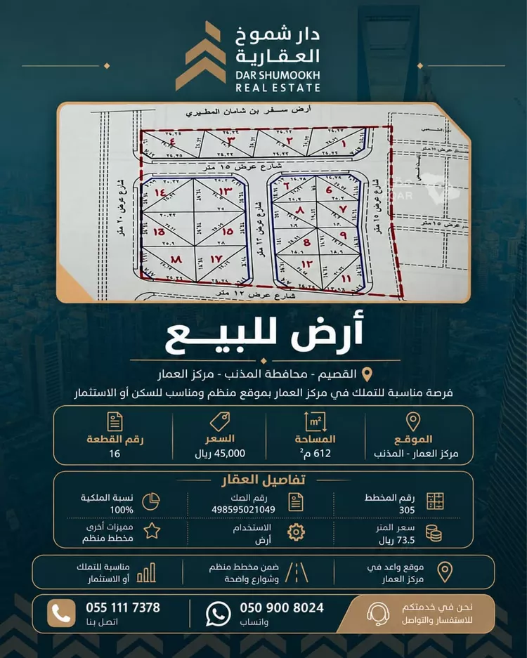 Land for Sale in Al Mithnab Al Qufayfah