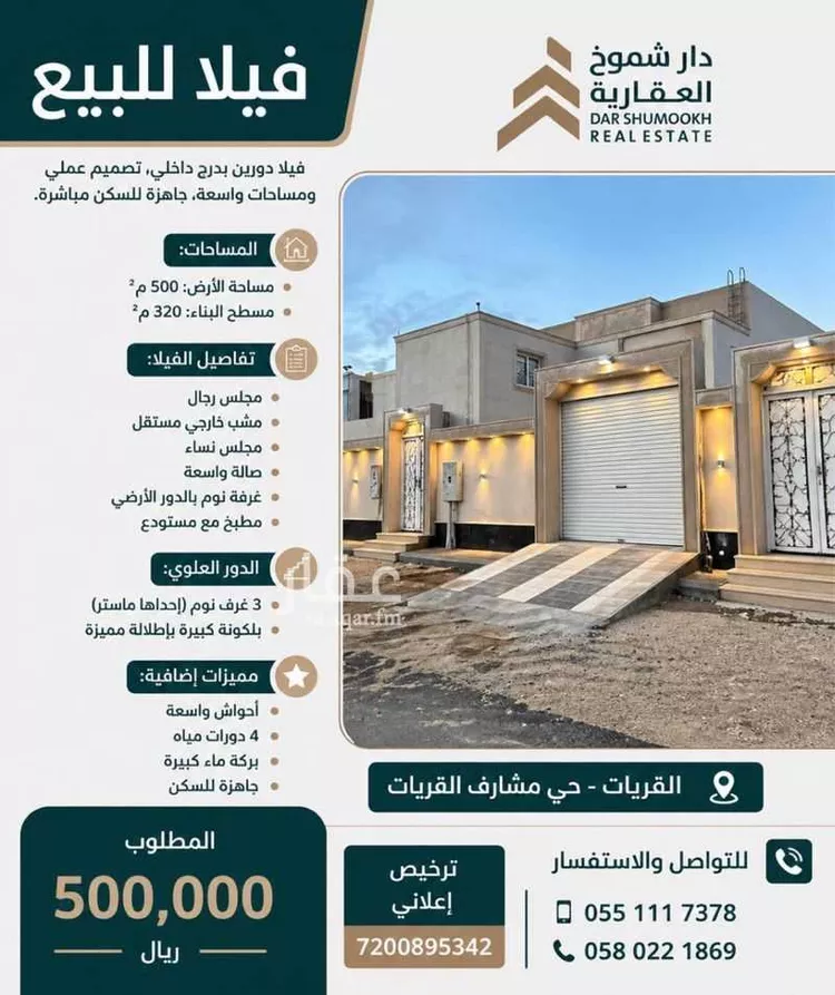 فيلا للبيع في حي النزهة, مدينة القريات, منطقة الجوف