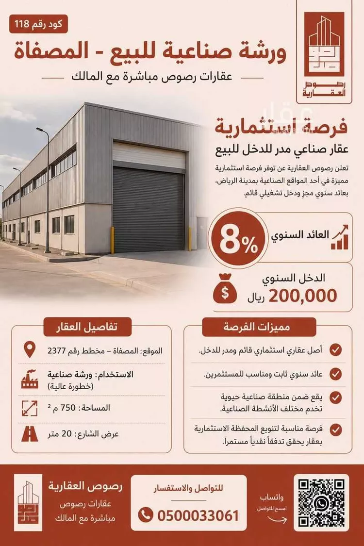 Workshop for sale in Riyadh Al Misfat