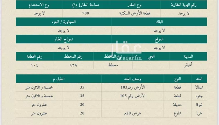 أرض للبيع في حي مخطط رقم 928, مدينة اشيقر, منطقة الرياض