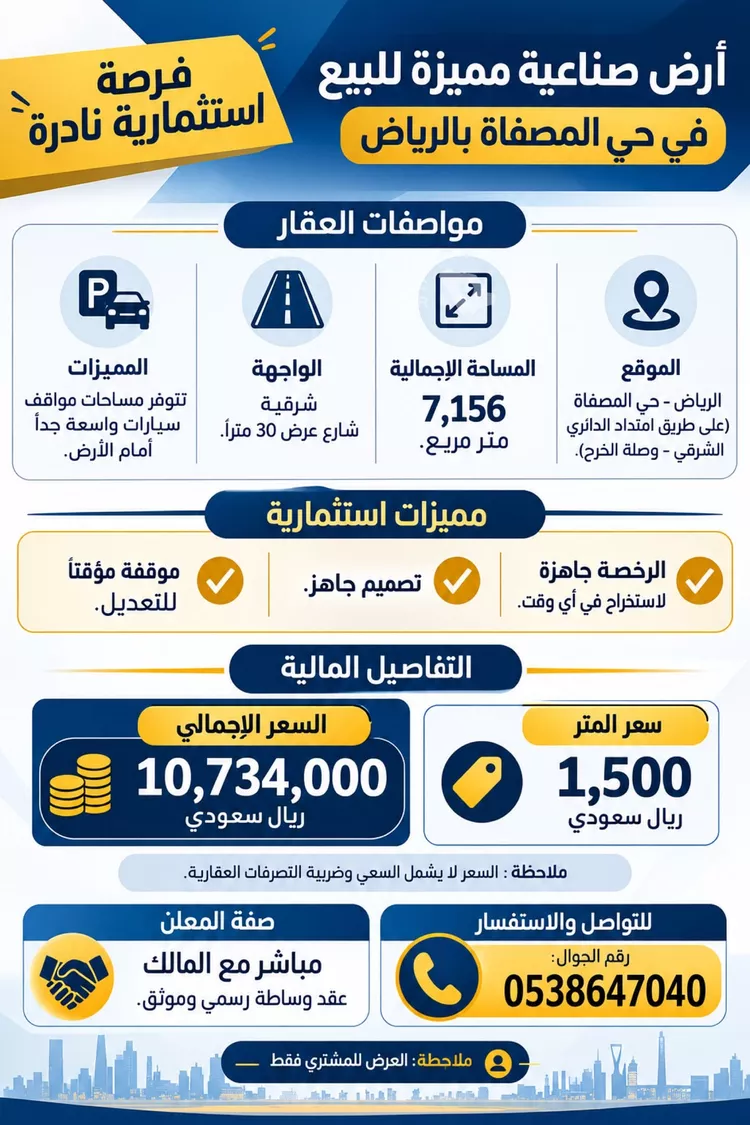 أرض للبيع في شارع أبي عاصم الشيباني, حي المصفاة, مدينة الرياض, منطقة الرياض صورة 3