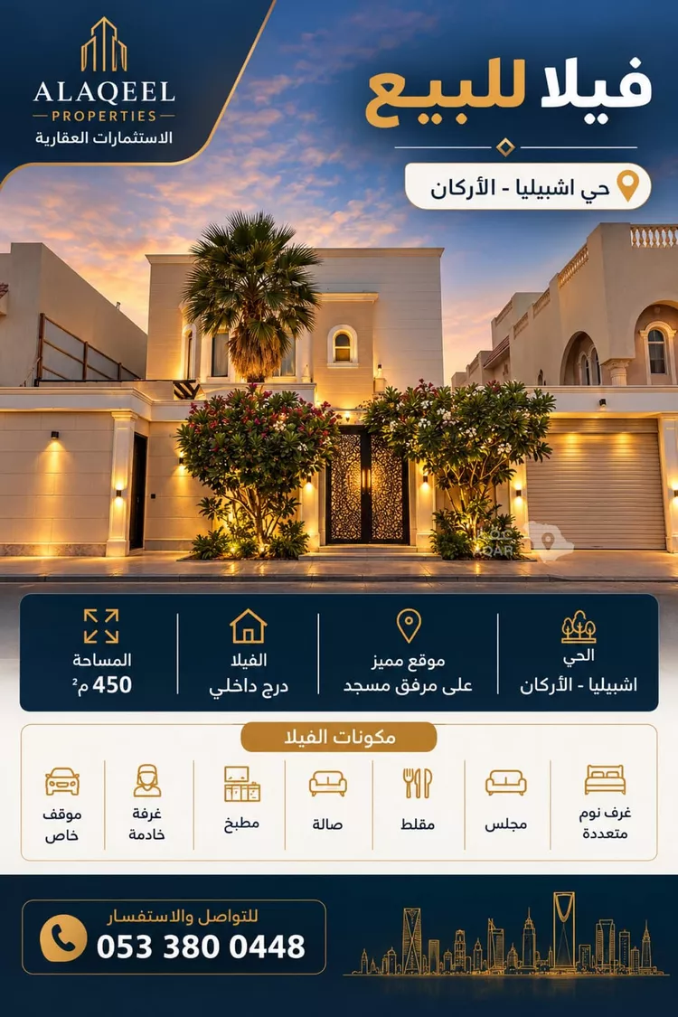فيلا للبيع في شارع القوز, حي إشبيلية, مدينة الرياض, منطقة الرياض
