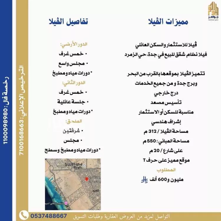 فيلا للبيع في شارع ابن النفيس, حي الزمرد, مدينة جدة, منطقة مكة المكرمة صورة 2