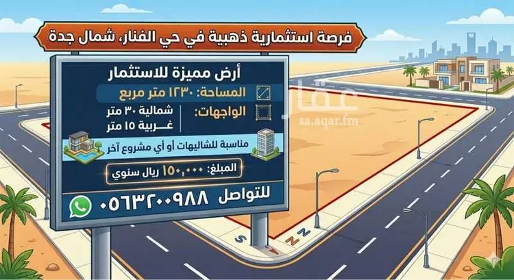 أرض للإيجار في شارع العام, حي الفنار, مدينة جدة, منطقة مكة المكرمة