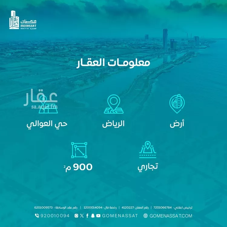 أرض للإيجار في شارع نجم الدين الأيوبي, حي العوالي, مدينة الرياض, منطقة الرياض صورة 2
