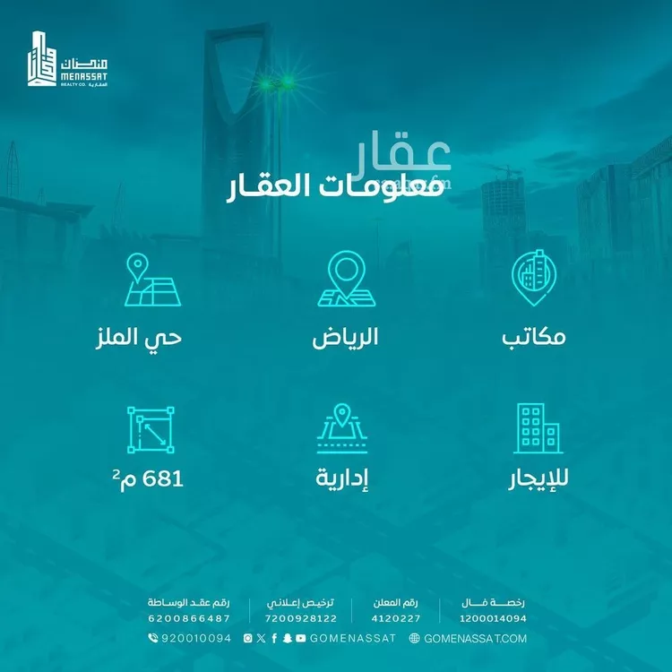 مكتب تجاري للإيجار في شارع صلاح الدين الايوبي الفرعي, حي الزهراء, مدينة الرياض, منطقة الرياض صورة 3