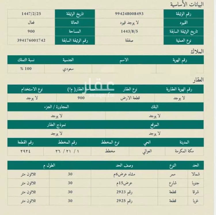 أرض للبيع في شارع عبد القادر الجرجاني, حي العوالي, مدينة مكة المكرمة, منطقة مكة المكرمة صورة 2