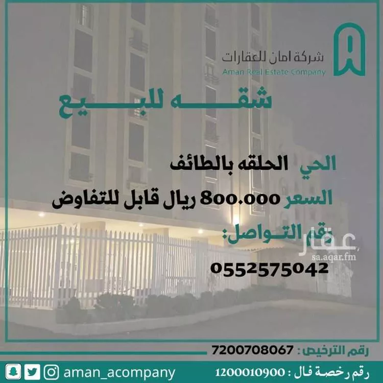شقة للبيع في شارع الحسن الاندلسي, حي الحلقة الغربية, مدينة امارة منطقة مكة المكرمة - الطائف, منطقة مكة المكرمة